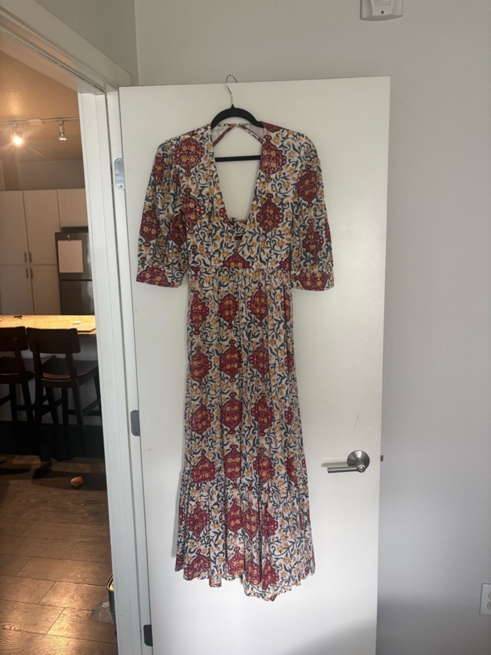 Madison Mathews, Charleston Boutique Maxi Dress in Red Pattern - Size M